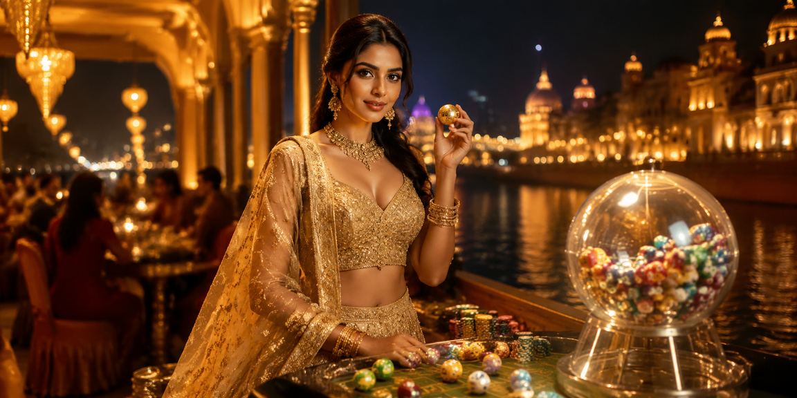 Woman playing online Rummy from home in traditional Indian attire
