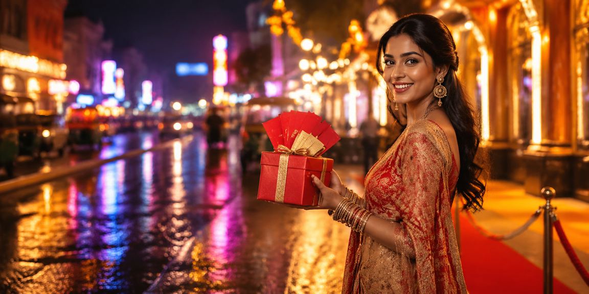 Neon sign representing online gaming bonuses in Lucknow during night