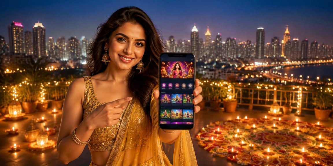 Mumbai user playing online casino games during Diwali festival